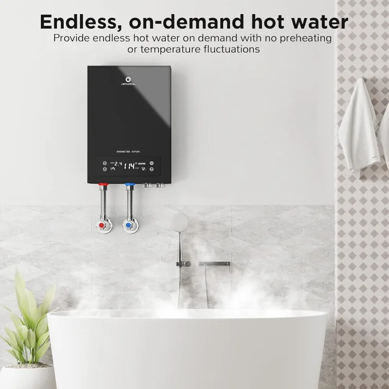 Airthereal Electric Tankless Water Heater,27kW,240Volts Endless On-Demand Hot Water Self Modulates Save Energy Use Small Enough