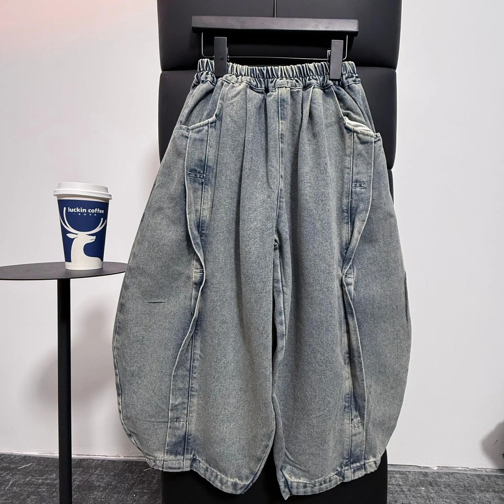 Boys Pants 2026 Spring and Autumn New Childrens Clothing Korean Style Boys and Girls Foreign Style Scimitar Jeans Simple
