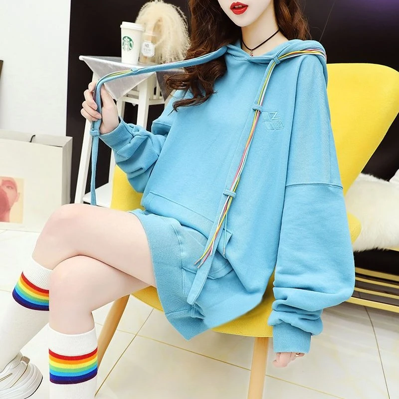 Women Hoodies 2026 New Autumn Long Sweatshirt Korean College Style Loose Casual Pullover Tops Streetwear