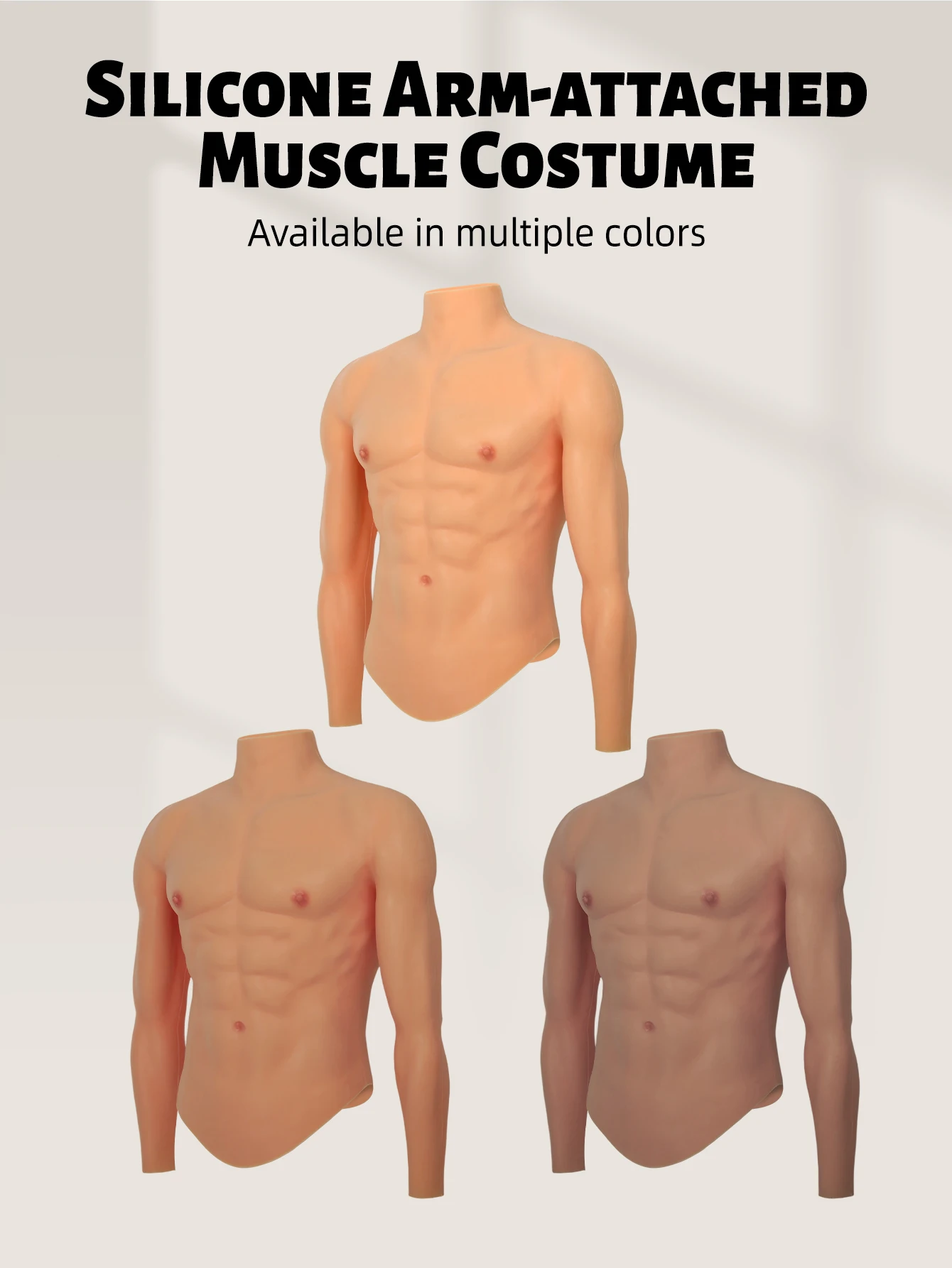 

Men's Silicone Half-body with Arms Muscle Suit High Elastic Realistic Abdominal Muscles for Crossdressing transgender Cosplay
