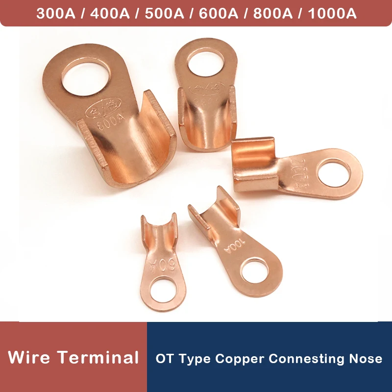 

Wire Terminal OT Type Open-End Copper Crimp Terminal Lugs 300~1000A Cable End Connector Splice Terminals Battery Wire Connectors