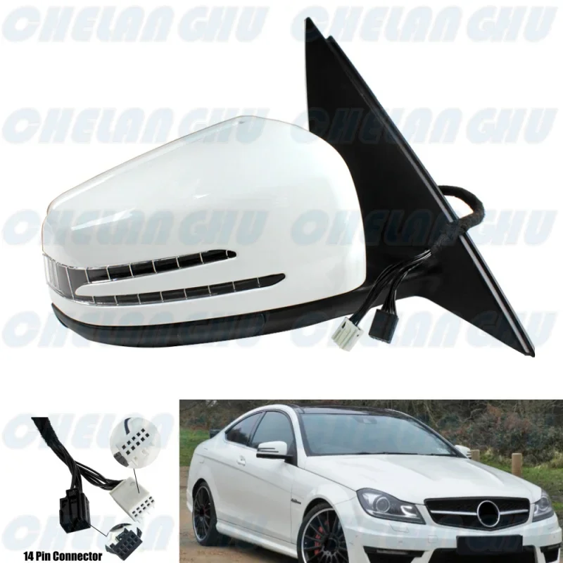 

For Benz W204 C180 C200 C300 2008 2009 2010 2011 2012 2013 Right Side 14pin White Painted Power Adjust Auto Fold mirror assembly