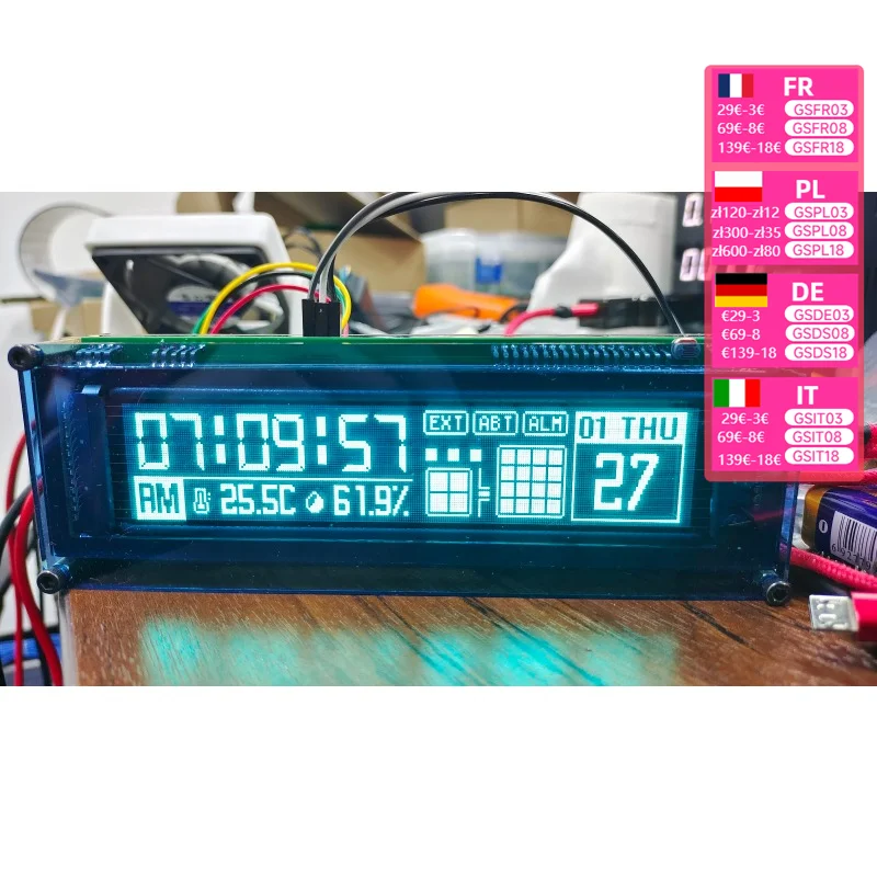 Il modulo Display grafico a matrice di punti con schermo al fosforo VFD da 6.1 pollici 256x48 supporta lo sviluppo Arduino STM32