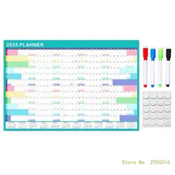 2025 Wall Calendar Yearly Wall Planner with Erasable Marker and Adhesive Dot Stickers, 90x60cm Home Organiser Planner