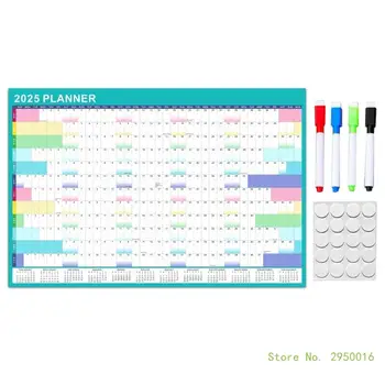 2025 Wandkalender Jaarlijkse Wandplanner Met Uitwisbare Marker En Zelfklevende Puntstickers, 90X60Cm Organisator Planner