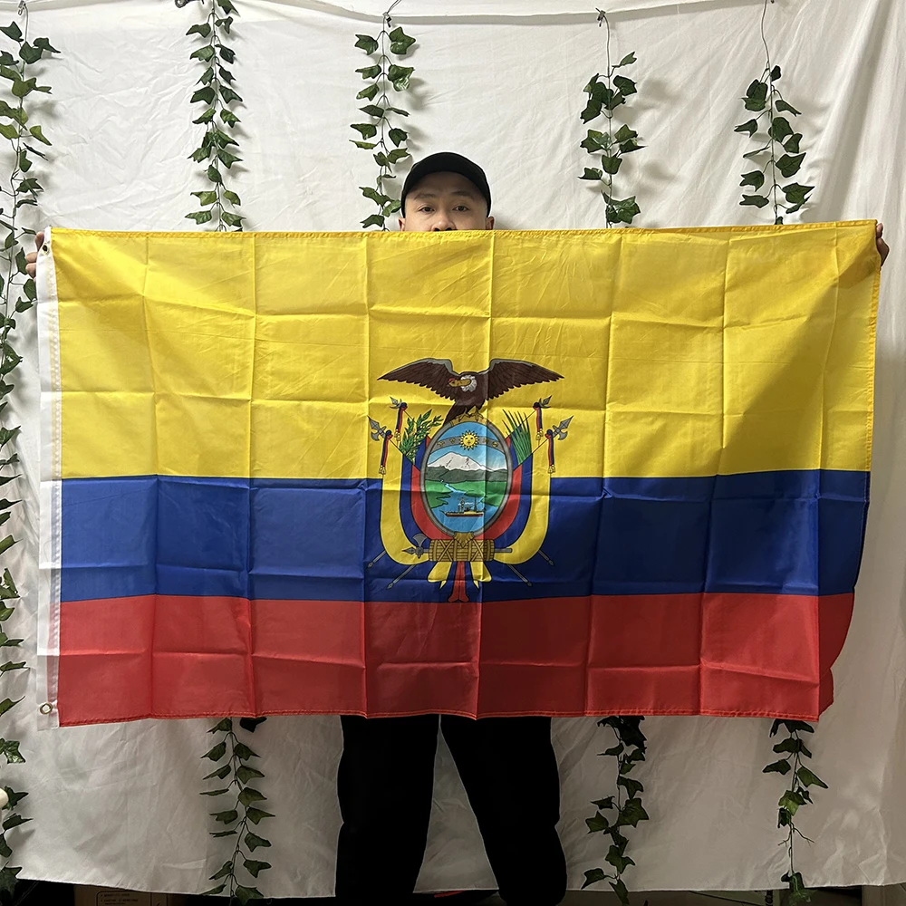 （TIKI FLAG）3x5fts Ecuador flag 90x150cm ECU EC Ecuador  National Flag polyester hanging banner for home decoration