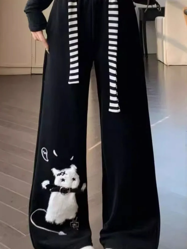 

Женские повседневные брюки больших размеров с высокой талией и широкими штанинами, свободные удобные спортивные штаны Bla, зимние брюки для ленивых