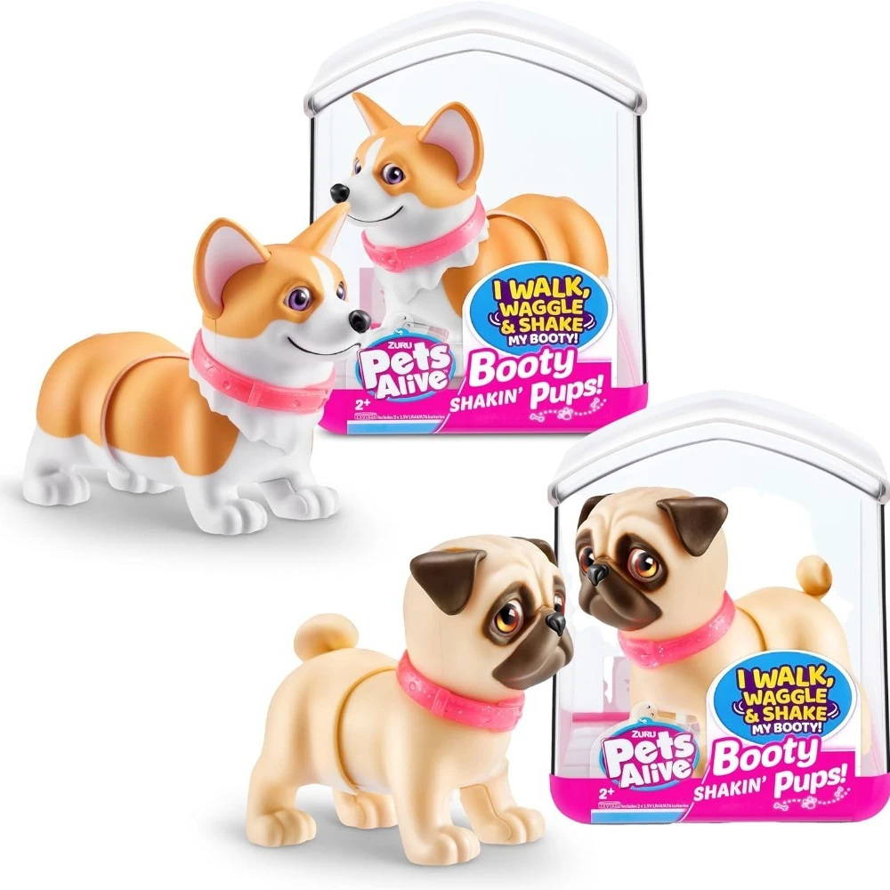 Zuru animaux vivants 2 pièces ensemble de Mini jouets interactifs pour chien avec paillettes Mini accessoires pour animaux de compagnie jouets décoratifs corgi tridimensionnels