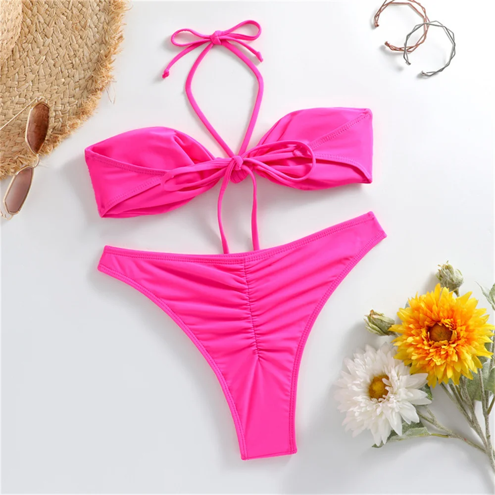 Sexy Geknoopt Bandeau Badpak Micro String Backless Bikini Y2K Vakantie Badmode Vrouwen Strand Outfit Badpakken Bikini Mujer