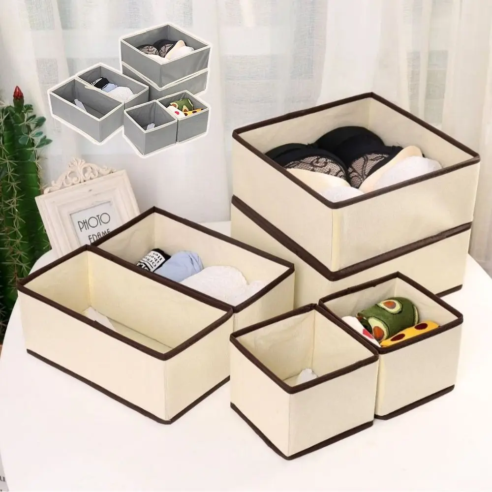 

6Pcs/set Non-woven Storage Box Space Saving Eco-Friendly Underwear Organizer Foldable without Lid Bra Storage Boxes
