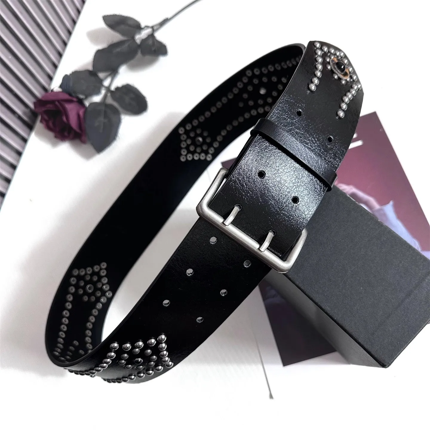 

Женский корсет из искусственной кожи с заклепками Y2K в стиле панк, женское пальто с поясом, платье с поясом, широкий пояс J1845