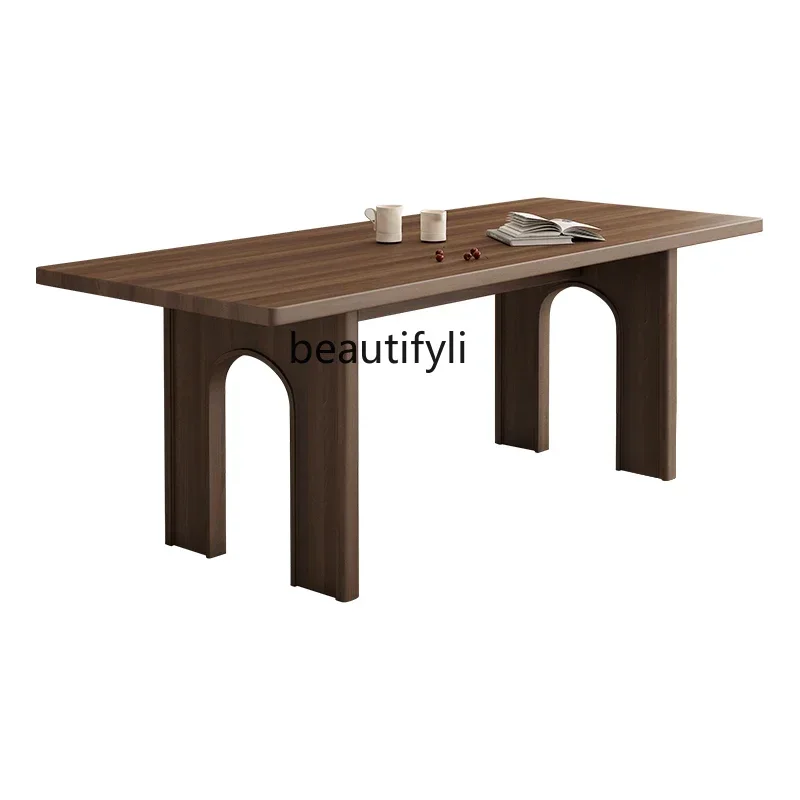 

Great discounts Retro solid wood dining table walnut home French rectangular dining table and chair combination