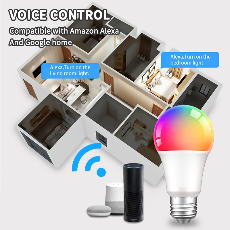 Imagem -04 - Inteligente Bulbo Tuya Bulbo Rgbcw 9w Cor em Mudança Conduziu a Luz E27 110v 220v Vida Inteligente App Compatível Alexa Google Casa Zigbee3.0