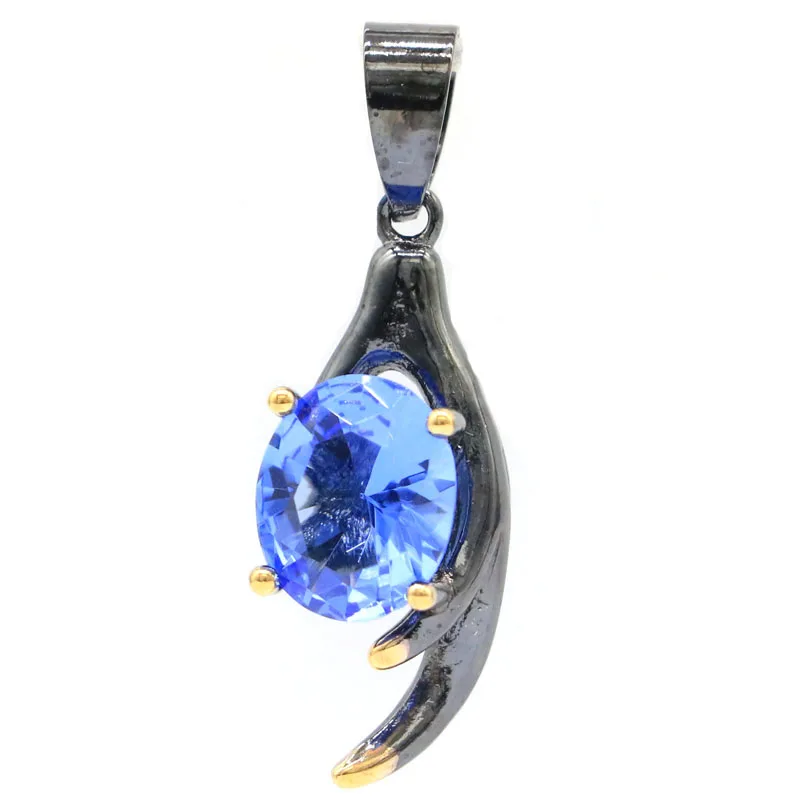 Buy 3 Get 1 Free 35x12mm Deer Antler Pink Kunzite Swiss Blue Topaz Violet Tanzanite Black Gold Silver Pendant