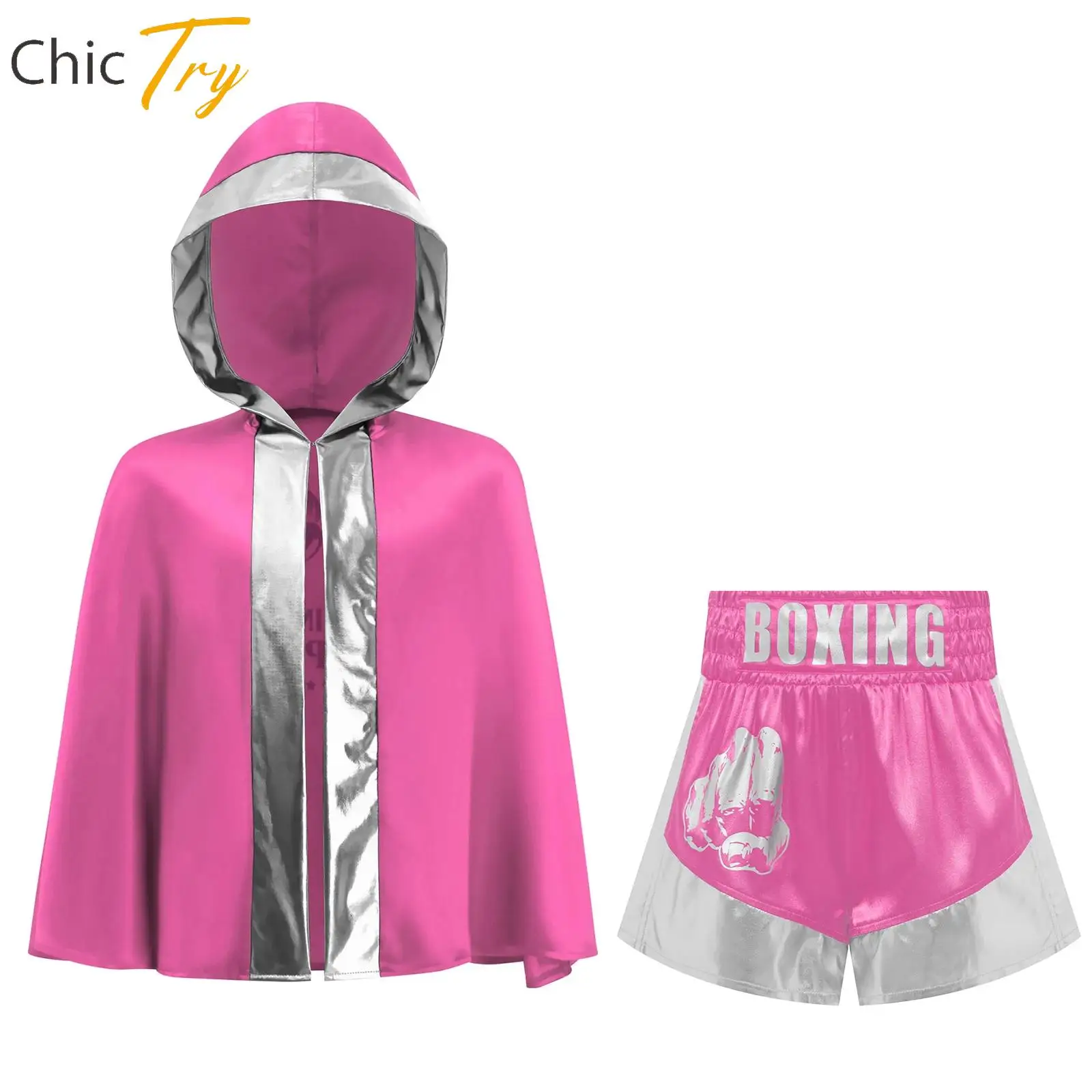 

Новый детский тренировочный костюм для бокса для мальчиков и девочек, плащ с капюшоном + атласные шорты для тайского бокса, спортивная одежда для тренировок в тренажерном зале, боевые искусства