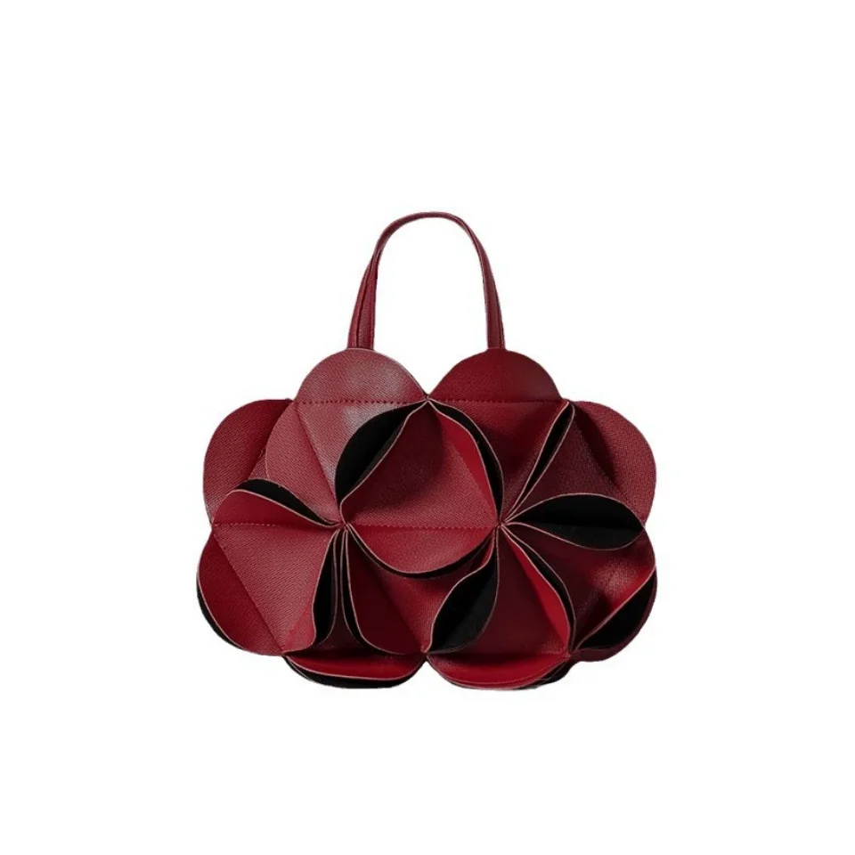 

Women's three-dimensional flower handbag stitching shoulder messenger bag PU tote bag