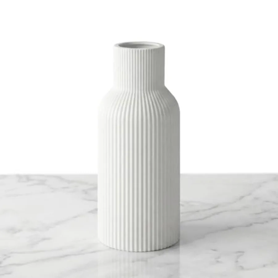 

Tall Ceramic Vase, Modern Matte Vertical Ribbed, Nordic Minimalist for Pampas, Dried and Fresh Flowers, Home Decor for Living R