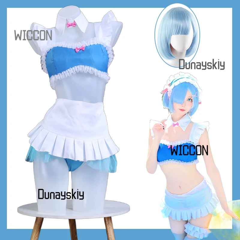 

RE Rem & Ram ZERO Cosplay Costume - Swimwear Wigs Halloween Graduation Summer Anime Outfit WILLOW COS SEXY!!! BEATCH COOL**
