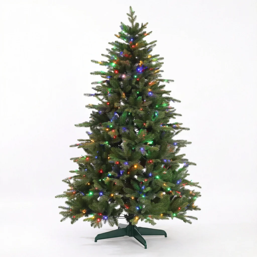 For Pre-Lit Snow Covered Flocking Christmas Tree with Metal Stand PE/PVC Material Foldable Design 100-500 Lights