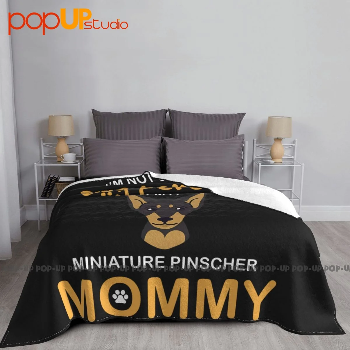 Miniature Pinscher Min Pin Mom Dog Mommy Blanket Autumn Raschel Ultra-Soft Bedding Supply Machine Washable