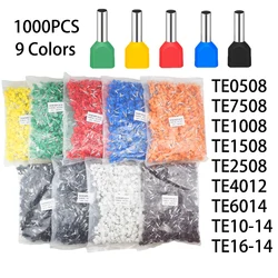 TE0508 TE1508 TE2508 Tubular Crimp Terminal Electrical Wire Insulated Terminator Block Cord End Connector Crimping Terminals