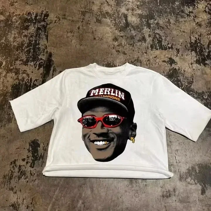 

2024 High Street Vintage Couples Hip Hop Fashion Streetwear Popular T-shirt American Casual Harajuku Y2k Tops Oversized T Shirt