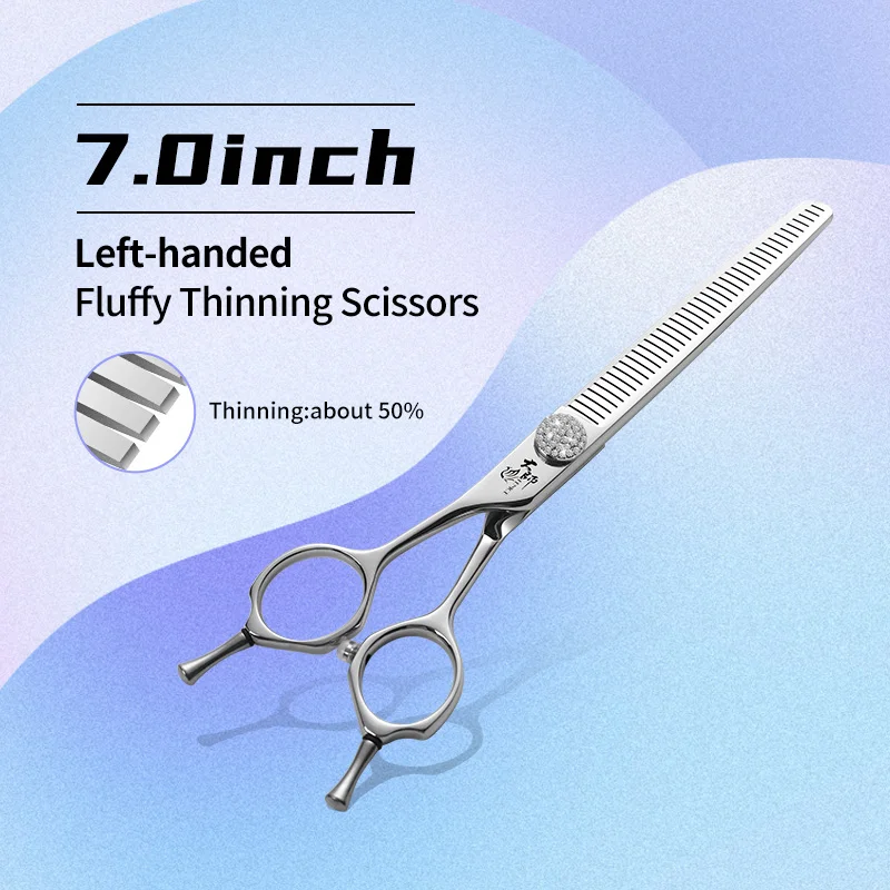 Fenice Linkshandige Professionele 7.0/7.5/8 inch JP440C Snijden Gebogen Pluizige Dunner Chunker Schaar Set Kit Hond Verzorging