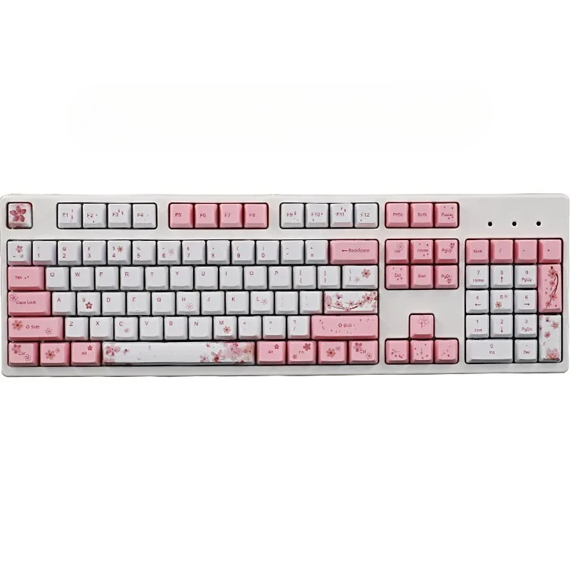 サクラピンクガールキュートパーソナリティメカニカルキーボードキーキャップ小型フルセットpbt五面熱昇華キーキャップ
