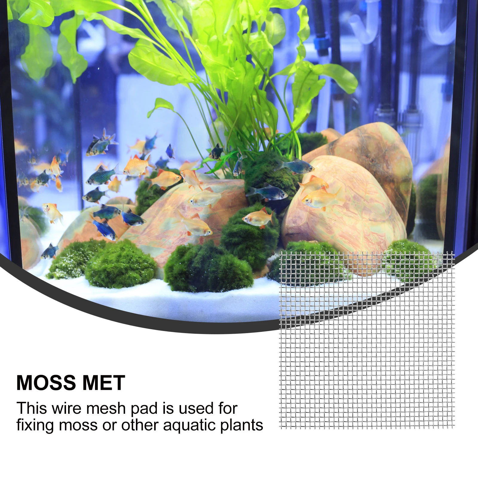 

8Pcs Aquarium Stainless Steel Wire Mesh Pads Tear-Resistant Rustproof Moss Fixing Net Aquarium Plant Holder Moss Met
