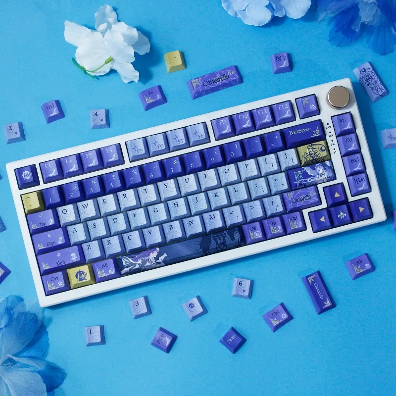Cantarella Keycaps Custom PBT Cherry/XDA/MOA Profile Key Cap Cartoon Anime Cute Poin KeyCap for Gamers DIY Mechanical Keyboards