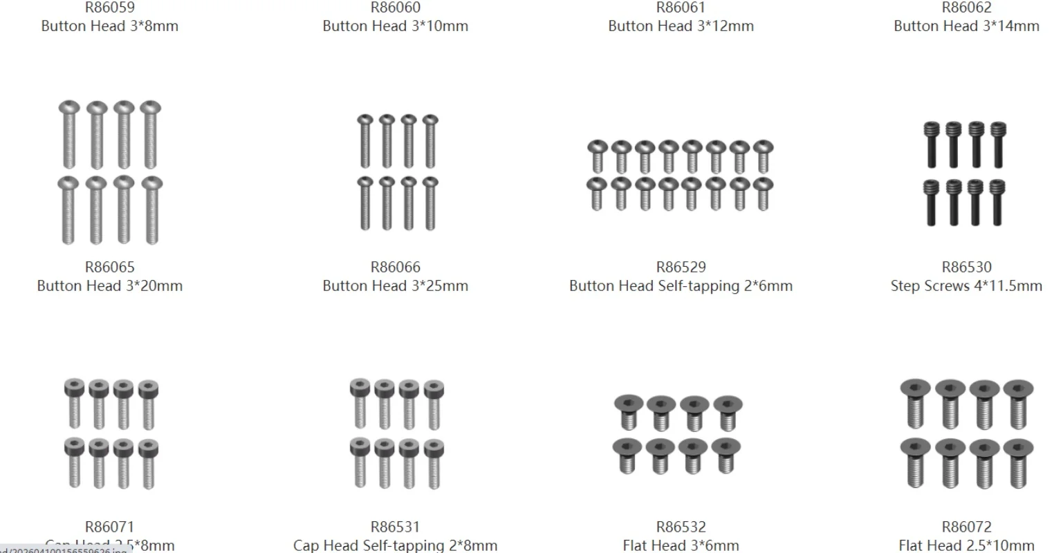 Spare Parts Screw R86379 R86530 R86692 R86365 R86694 For RGT EX86170 1/10 RC Electric Remote Control Cars