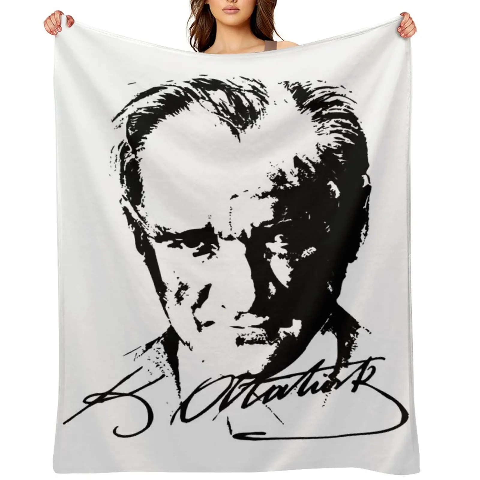 

Mustafa Kemal Atatürk V-Neck Throw Blanket Summer Picnic Shaggy Luxury Thicken Blankets