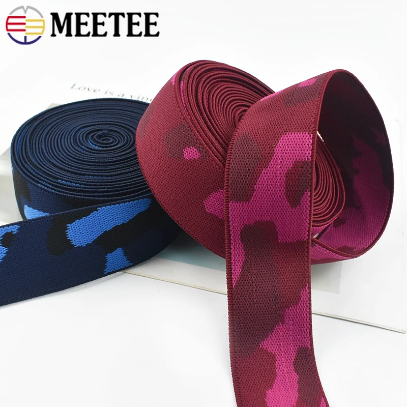 1-5M 38mm Meetee Naaien Elastische Band Polyester Broek Elastieken Elastiekjes Taille Riem Sling Elasticiteit lint Tape Accessoires