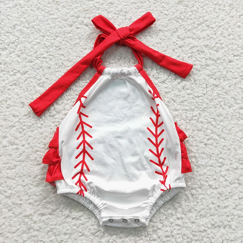 Wholesale Newborn Embroidery Baseball Romper  Jumpsuit Toddler Kid Children Summer Ball Game Matching Baby Boy Girl One-piece