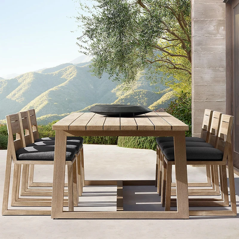 # Modern Teak Outdoor Dining Set with Eco-Friendly & Durable Sofa for Garden Courtyard Apartment