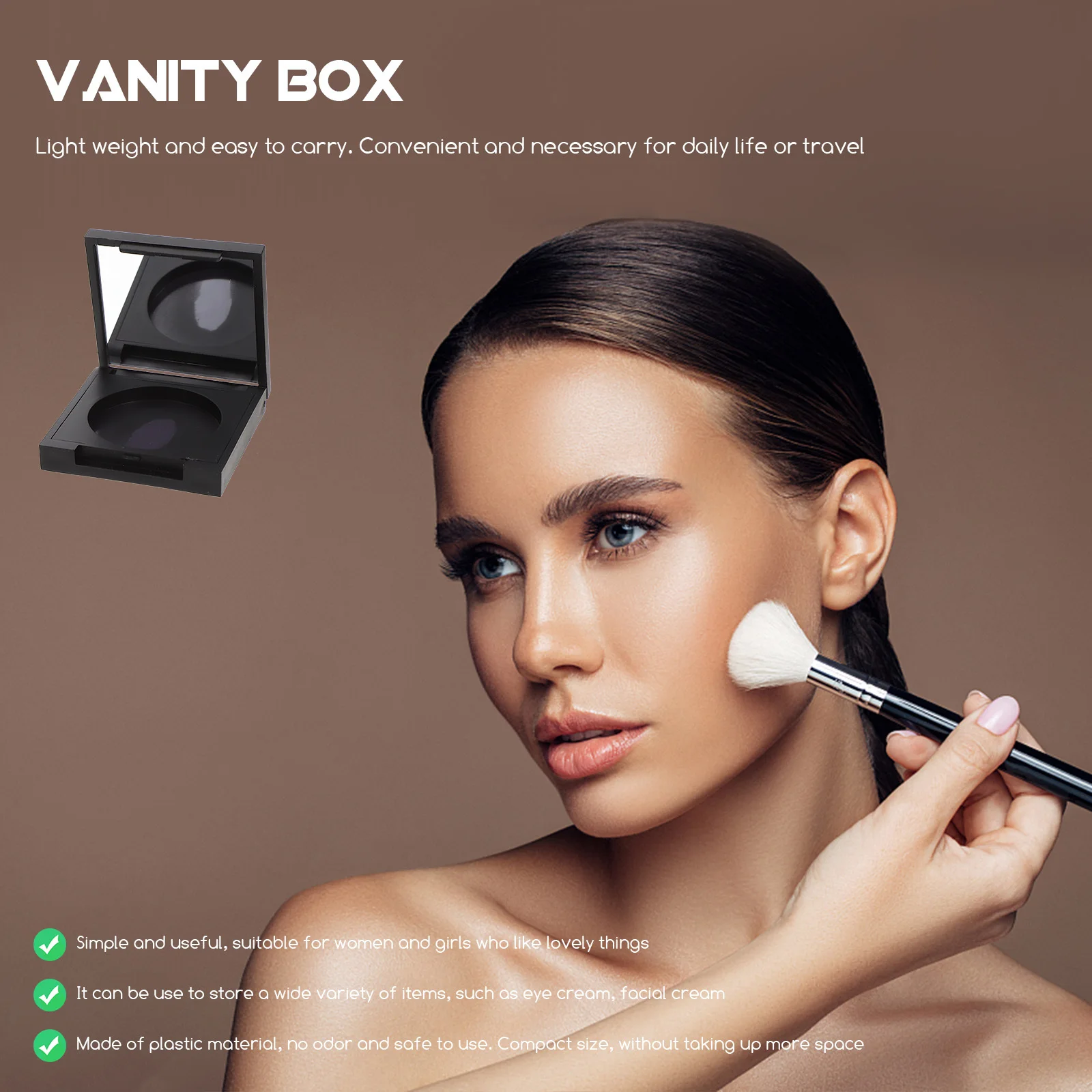 

4Pcs Matte Black Eyeshadow Boxes Empty Makeup Containers for Cream Lipstick Foundation Makeup Accessories Portable Organizer