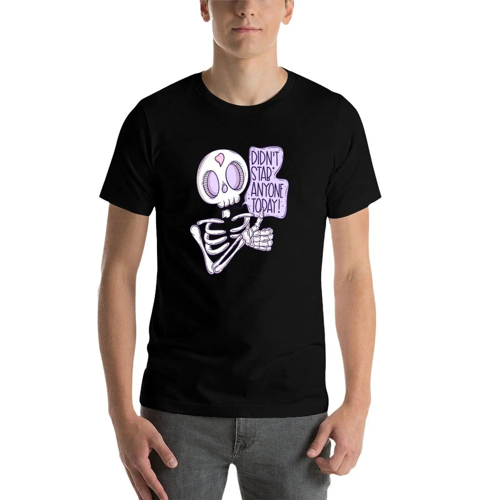 

Didn’t stab anyone today - thumbs up skeleton T-Shirt t shirts for man slim fit funny t shirts dark humor T-Shirt