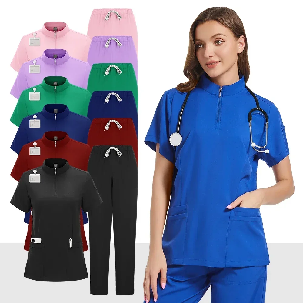 

Surgical Workwear Women's Medical Nurse Beauty Salon Clinical Scrub Top + Pants Spa Care Slim-fit Set