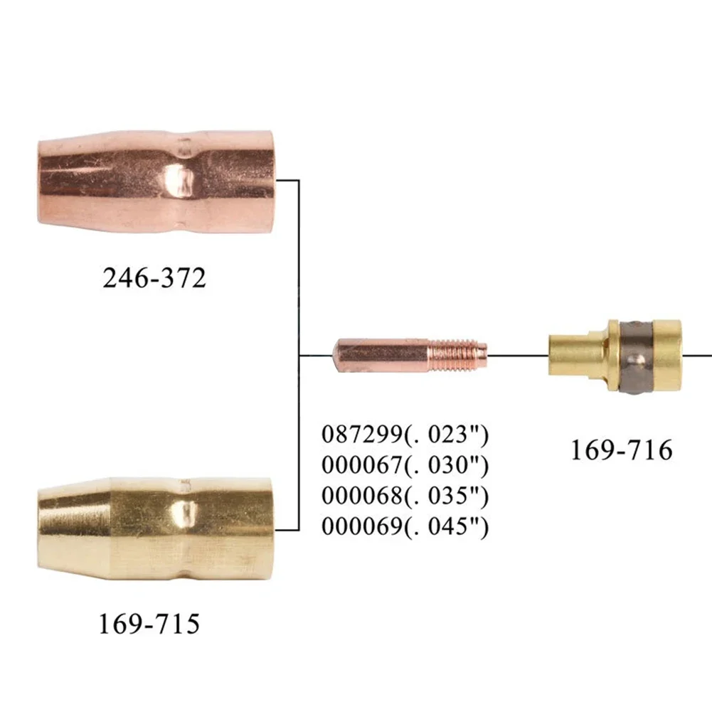 10pcs Mig Welding Contact Tips For Miller M-15/25/40 Welding Machine 28.5*6.3mm Copper Conductive Nozzle Welding Tool Parts