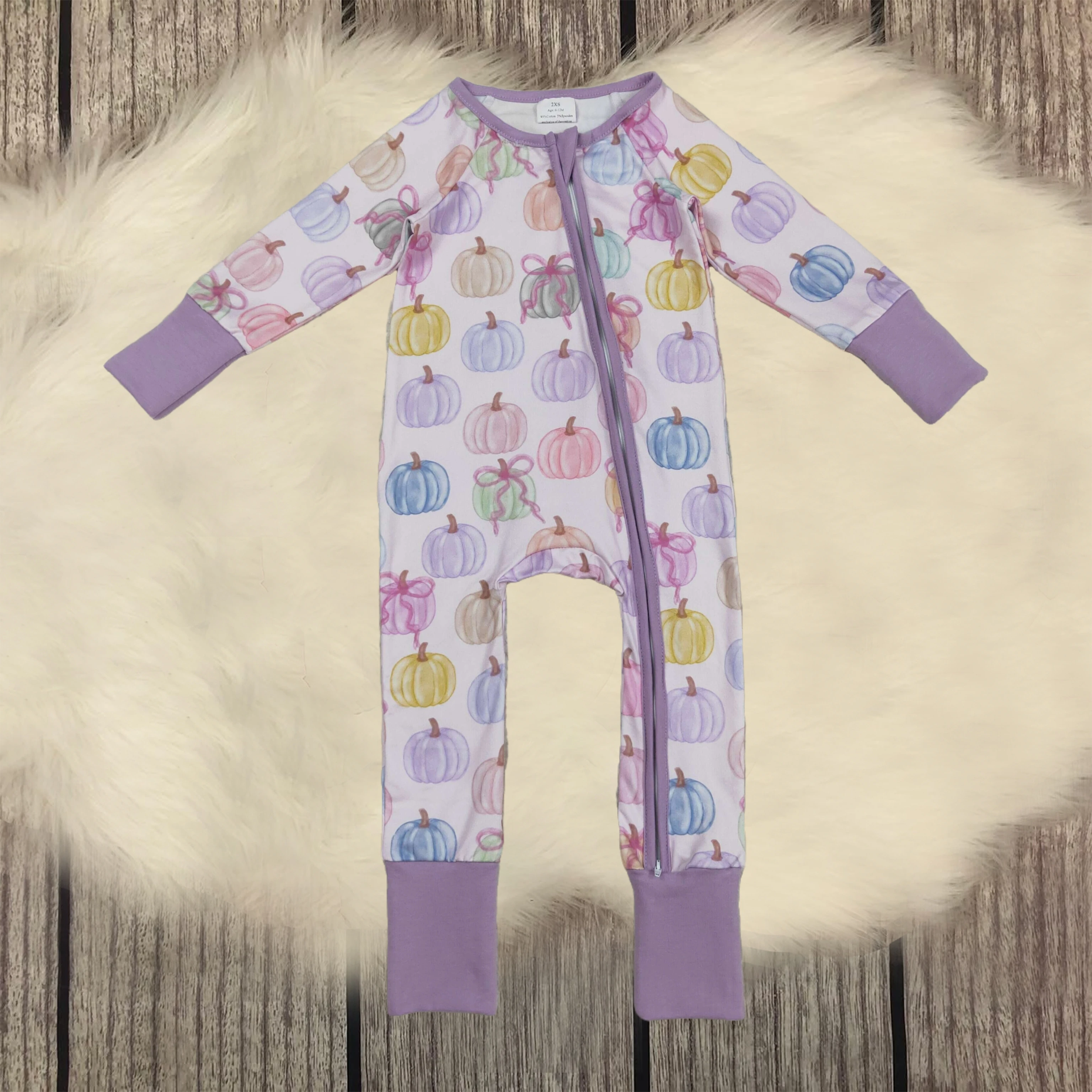 

Wholesale Newborn Coverall Long Sleeves Bodysuit Baby Girl Toddler Thanksgiving Autumn Pumpkins Jumpsuit Children Zipper Romper