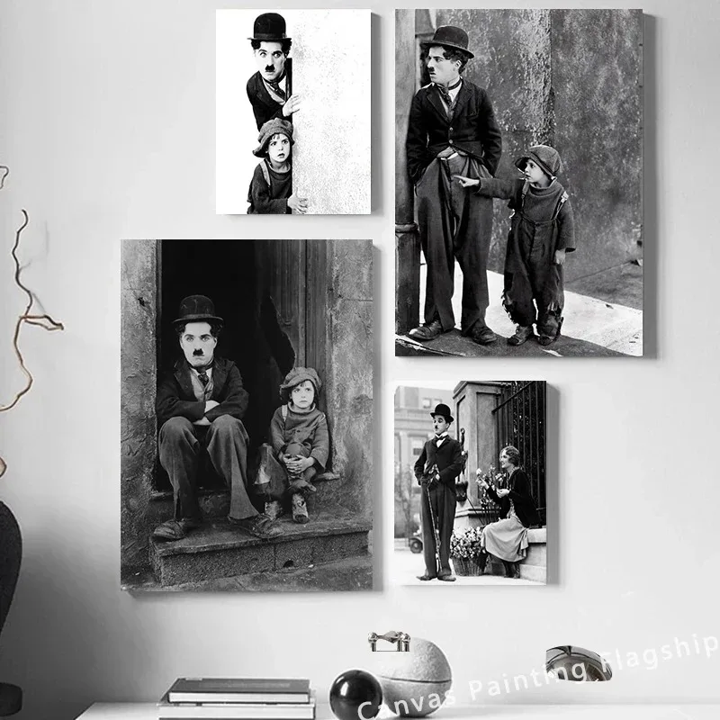 Chaplin The Kid Graffiti Funny Charlie Chaplin Movie Posters Canvas Print Painting Wall Art Picture for Living Room Home Decor