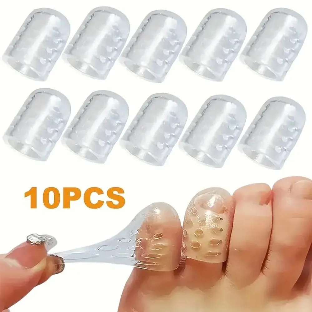 10Pcs toe head anti-friction breathable toe protector, breathable gel toe head, flexible foot care accessories, men's and women's odorless toe cover, little toe anti-friction toe tube