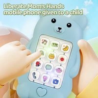 Cute Bear Baby Phone Toy Music Sound Telephone Sleeping Toys Simulation Phone with Lights Kids Early Educational Toy Kids Gifts 3