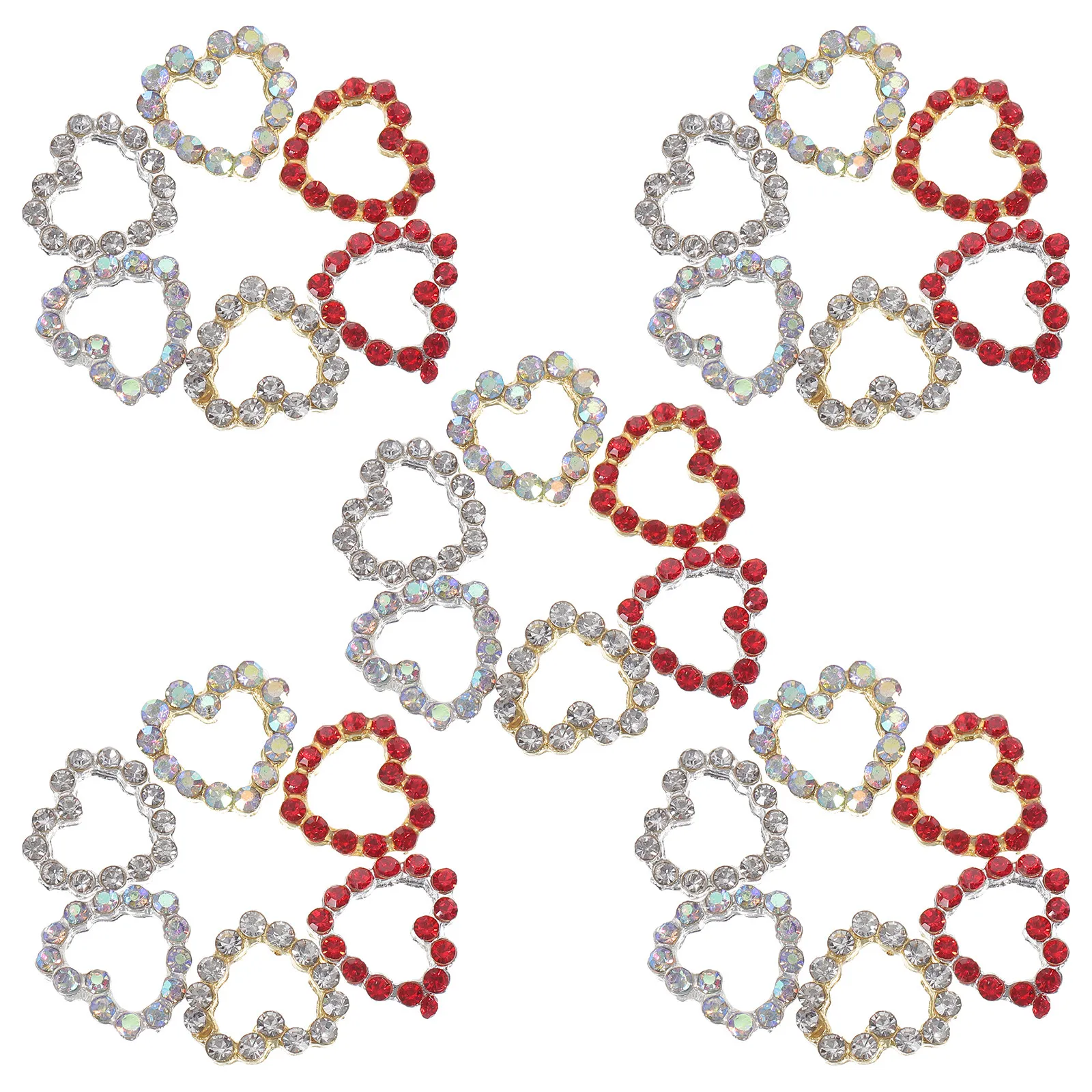 30Pcs Heart Nail Charms Nail Art Rhinestone Crystals Raised Decoration Suitable for Dating Work School Vacation Banquet