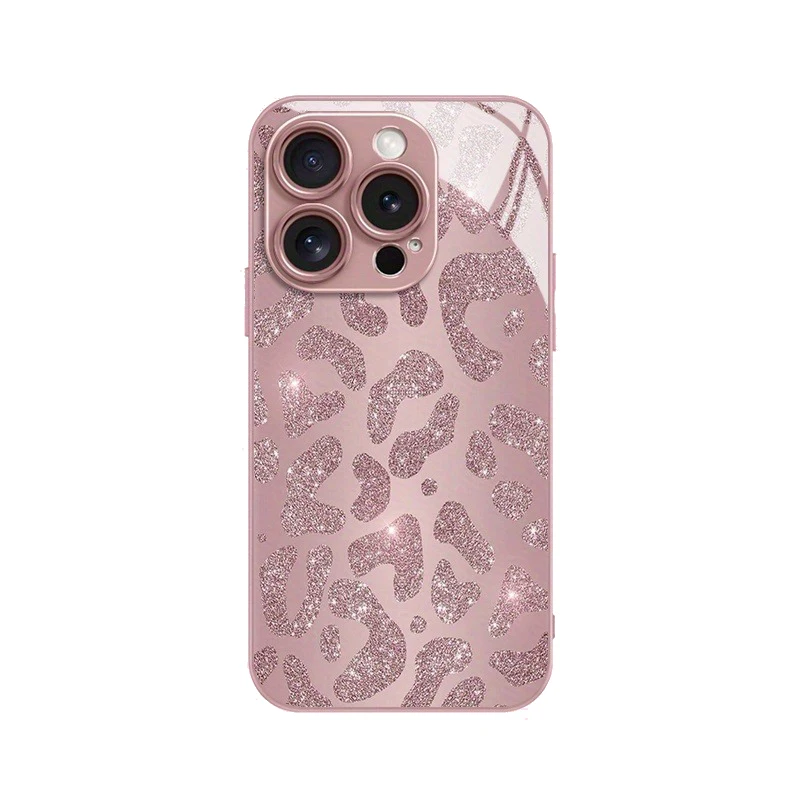 Phone Case For Samsung S25 S24 S23 S22 S21 S20 Note20 FE Edge Plus Ultra 4G 5G Luxury Fashion Pink Leopard Print Metallic