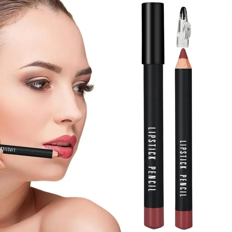 Lip Pencil Liner Matte High Color Rendering Long-Lasting Lipliner Easy To Color Portable Mini Good Ductility Lip Makeup