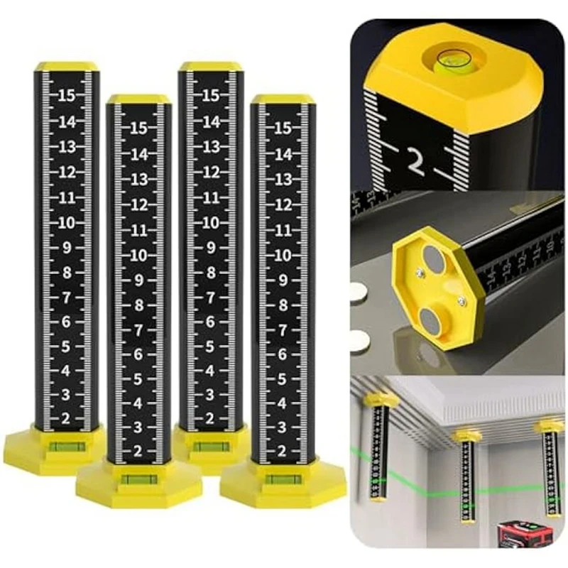 Righello dell'altezza delle piastrelle del soffitto e del pavimento da 6 pezzi, strumenti di installazione del soffitto a goccia, piastra della scheda di destinazione Laser a Base magnetica