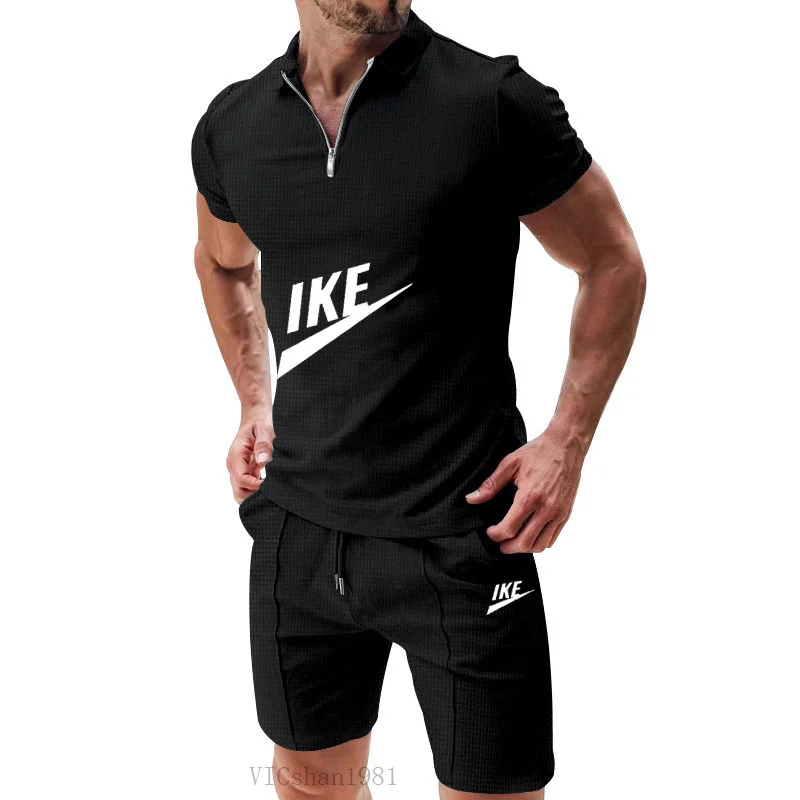 Men\'s wear Summer casual fashion sportwear set Quick drying Short sleeve T-shirt + Jogging shorts two-piece ropa barata