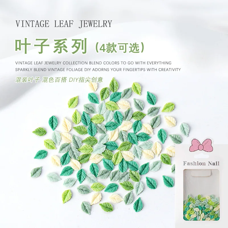 100PCS 3D Acrylic Nail Art Leaf Charms Foliage Accessories Parts For Manicure Decor Nails Decoration Design Supplies Material