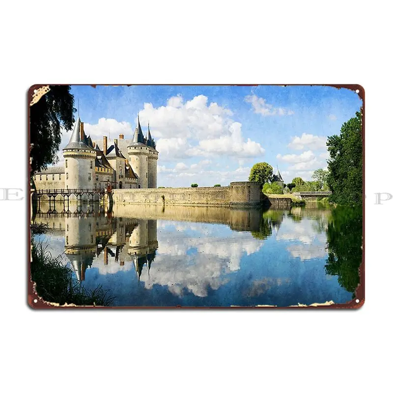 Chateau De Sully Sur Loire In The Sun Vintage Metal Plaque Poster Designs Rusty Wall Plaque Wall Mural Customize Tin Sign Poster